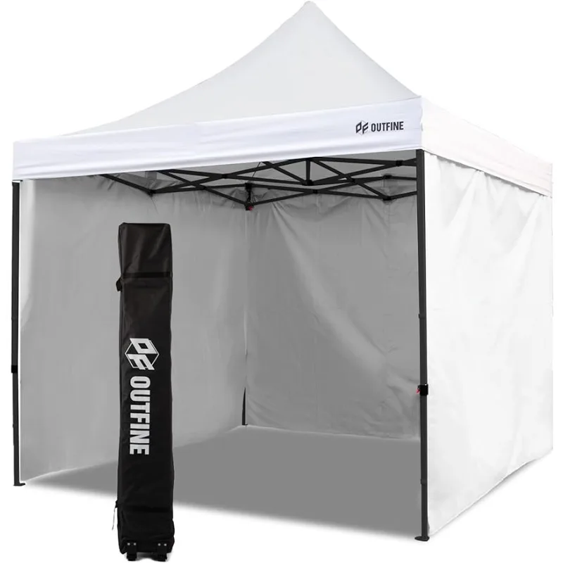 OUTFINE Canopy 10x10 Pop Up Commercial Canopy Tent with 3 Side Walls Instant Shade Bonus Upgrade Roller Bag 4 Weight Bags