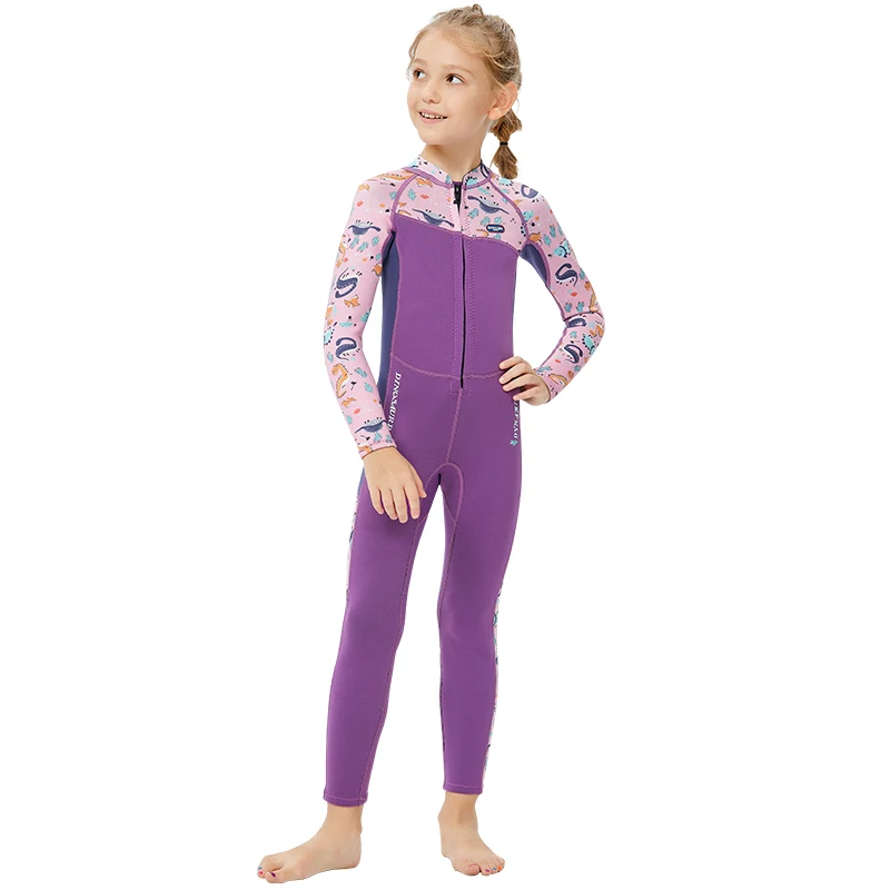 Children's Warm Wetsuit 2.5mm One-piece Long-sleeved Thick Swimsuit Autumn And Winter Cold-proof Snorkeling Surfing Suit plush women hoodie autumn color loose pullover hooded korean fashion cold proof thicken soft winter hooded sweatshirts худи 후드티