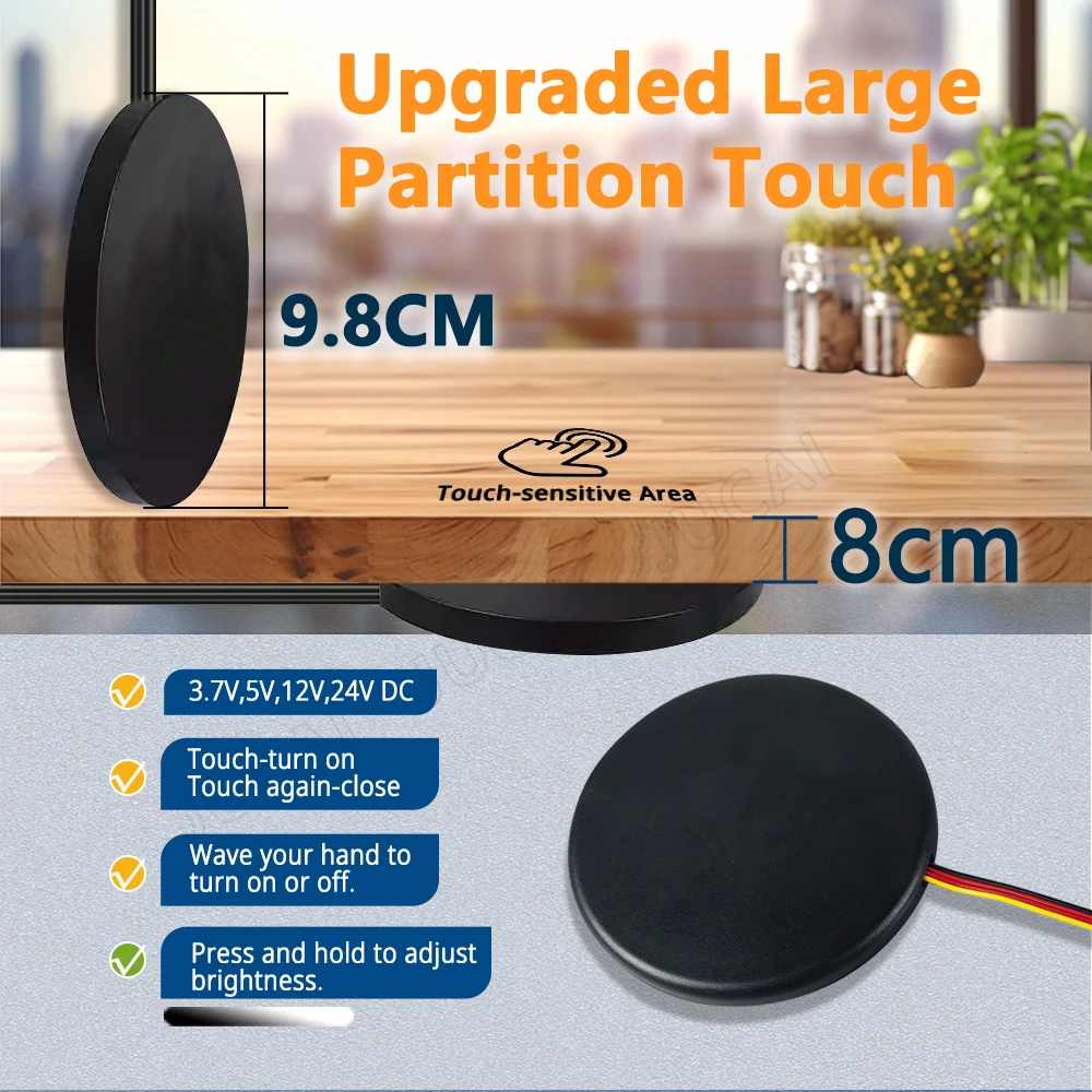 สวิตช์หรี่ไฟแบบสัมผัส 3.7~24V สำหรับแผงไม้ ขนาด 8 ซม. สวิตช์สัมผัส 24V สำหรับไฟ LED ปรับความสว่างได้ ใช้กับไฟ LED สำหรับบ้านอัจฉริยะ 1