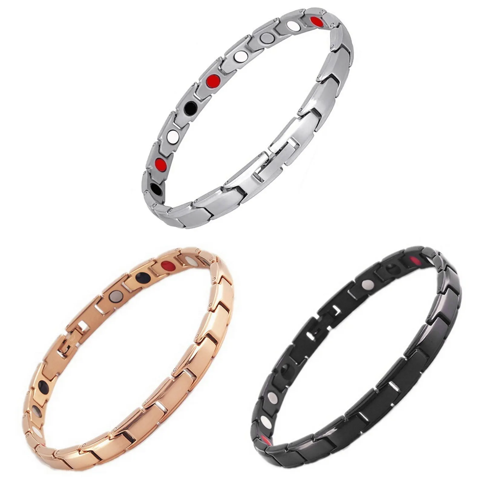 Fashion Women Metal Magnetic Therapy Lymph Detox Health Bracelet Wristband Pain Relief for Arthritis and Carpal Tunnel three beads classic buckle metal wristband for huawei talkband b5 silver