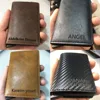 Name Customized Men RFID Wallets Small Card Bag Carbon Fiber Slim Mini Short Male Purse Top Quality Men Card Clips 5
