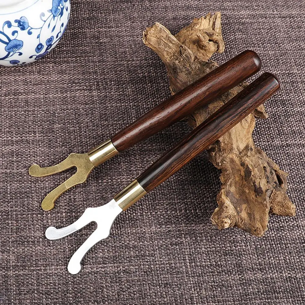 Teapot Lid Clip Heat Insulation Cast Iron Tea Kettle Cover Fork Wooden Handle Teaware Living Room Kitchen Accessories