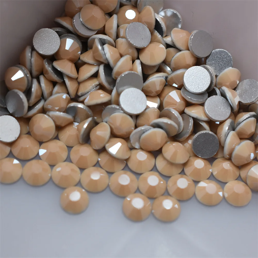 SS6-30 유리 카키 도자기 크리스탈 플랫백 비 핫픽스, 라인석 스톤, 매력적인 네일 아트 장식, 쥬얼리 크리스마스, 1440 개