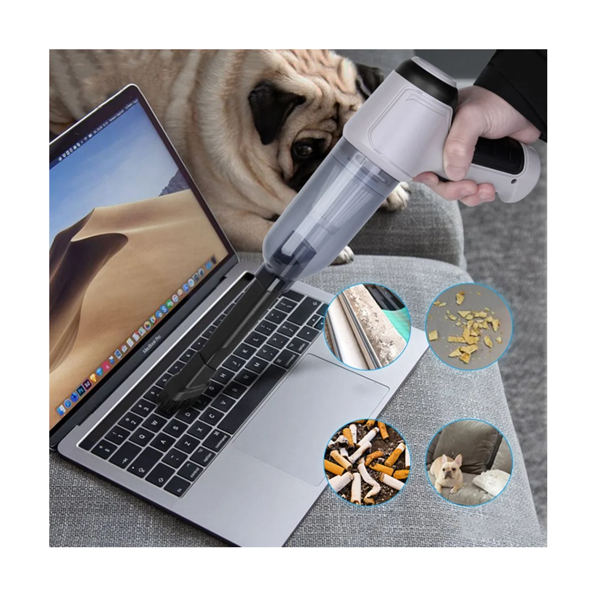 

3-In-1 Car Vacuum Cleaner Strong Blowing Car Household Handheld Wireless Charging Vacuum Cleaner 9000PA -Green