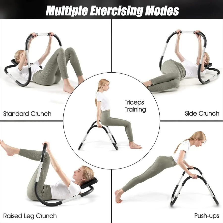 Ab Cruncher, Abdominal Trainer Sit up Assistant Roller with Padded Headrest, Fitness Exercise Training Machine for Core Muscle,