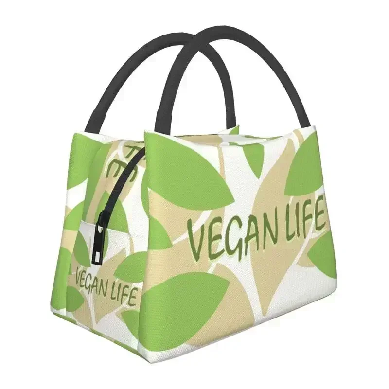 

Vegan Life Portable Lunch Boxes Leaf Outside Tree Leaves Cooler Thermal Food Insulated Lunch Bag Office Work Pinic Container