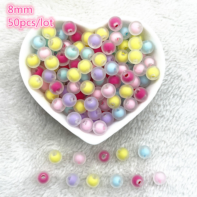 6mm--10mm Color Mixing Round Charms Acrylic Beads Loose Spacer Beads for Jewelry Makeing DIY Handmade Bracelet Accessories