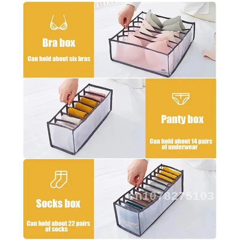 

Underwear Storage Organizer for Clothes, Separated Socks, Shorts, Bra, Dormitory Closet, Drawer, Washable