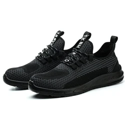 Men's Lightweight Breathable Indestructible Work Sneakers - 45 (Black)