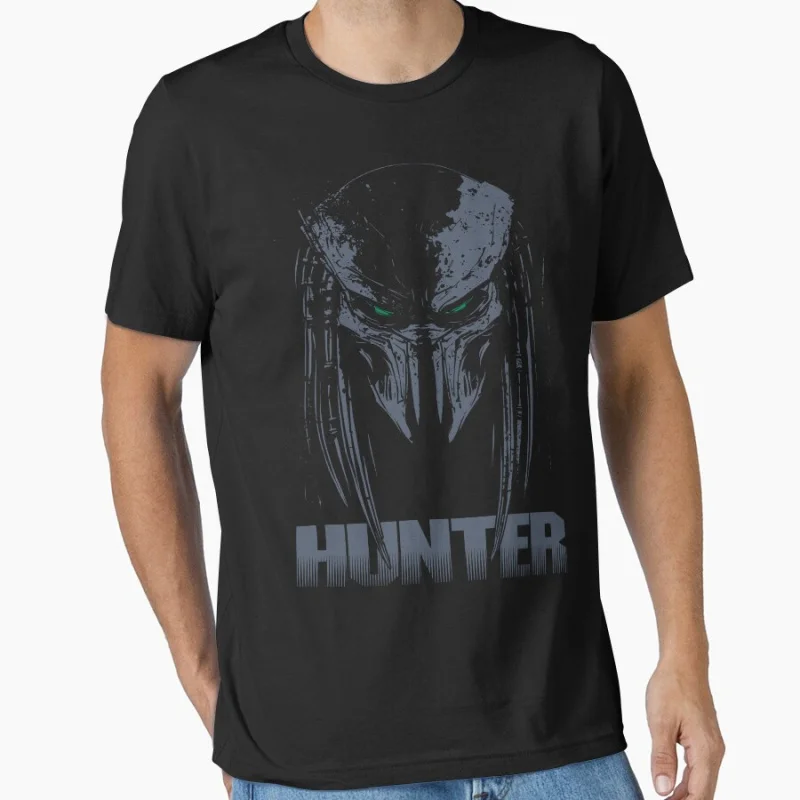 Hunter 80er Jahre Horror Science Fi The Predator Hunter Alien bedrucktes T-Shirt für Männer 100 % Baumwolle große Größe Erwachsene Tops S-6XL