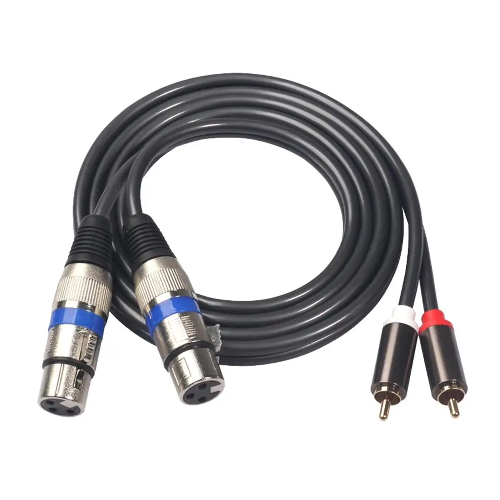 XLR Cable, Heavy Duty 2 XLR Female to 2 RCA Male Patch Cord Stereo Audio Connection Wire-5 ft / 1.5m