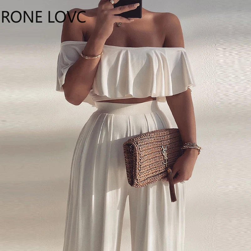 

Women Casual Cami Short Sleeves Slash Collar Crop Top& Bottom Sexy Straight Pants Sets