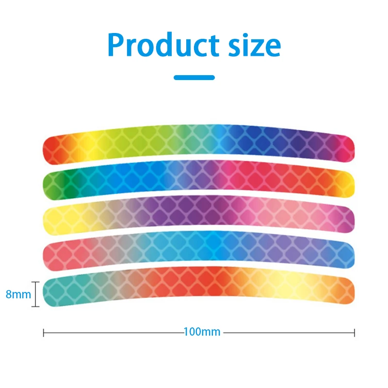 SEAMETAL 20/40PCS Car Wheel Hub Reflective Stickers Rainbow/Breakpoint Waterproof Strips Luminous Tapes for Car Bike Motorcycle