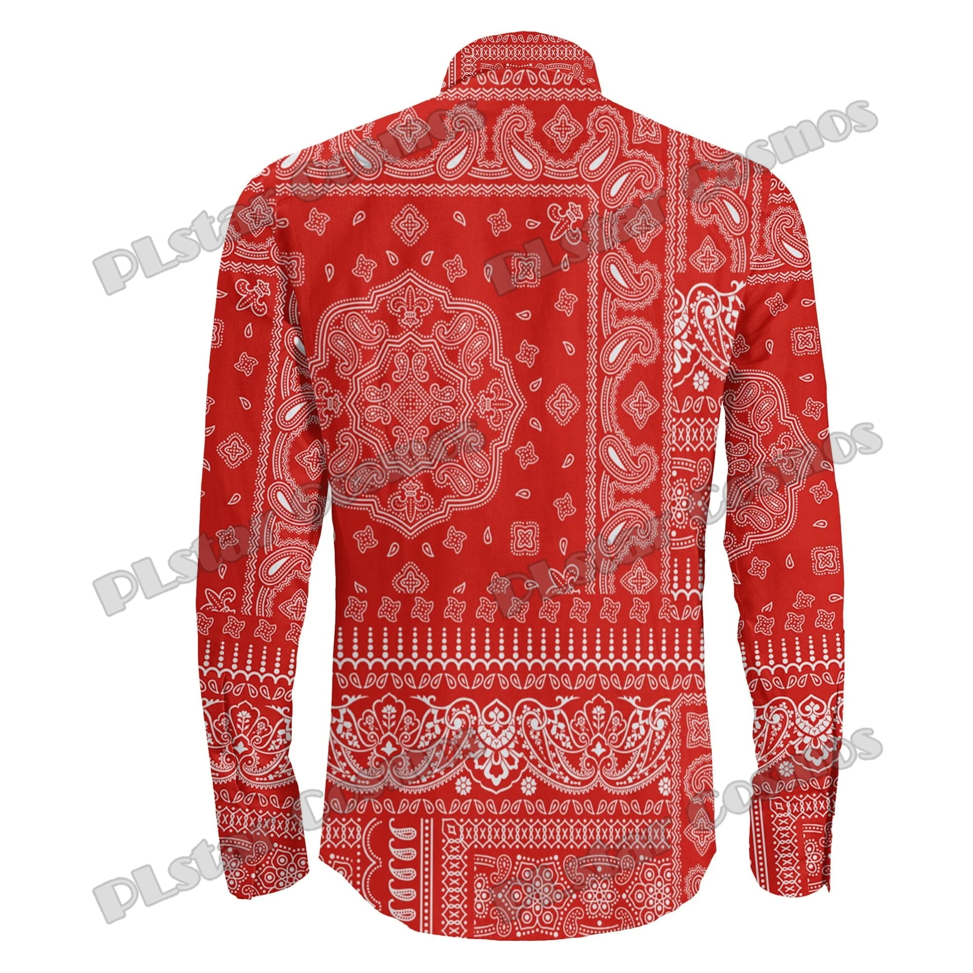 Fenrir Wolf Mjolnir Tatoo & Paisley Bandana 3D Printed Men's Long Sleeve Button Shirt Autumn Unisex Harajuku Casual Shirt CXY03