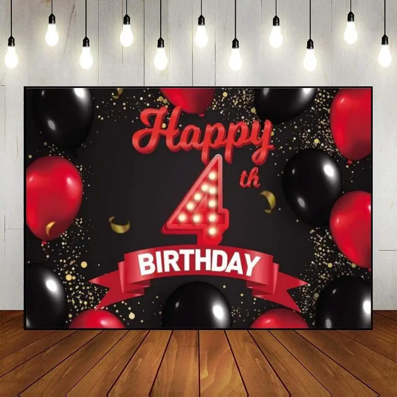 Happy 4Th Birthday Background For Photography Prince Hotwheels Decorazione A Palloncino Golden Gender Reveal Party Game Machine Sweet