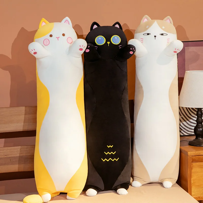 Cute Soft Long Cat Pillow Plush Toys Stuffed Pause Office Nap Pillow Bed Sleep Pillow Home Decor Gift Doll for Kids Girls
