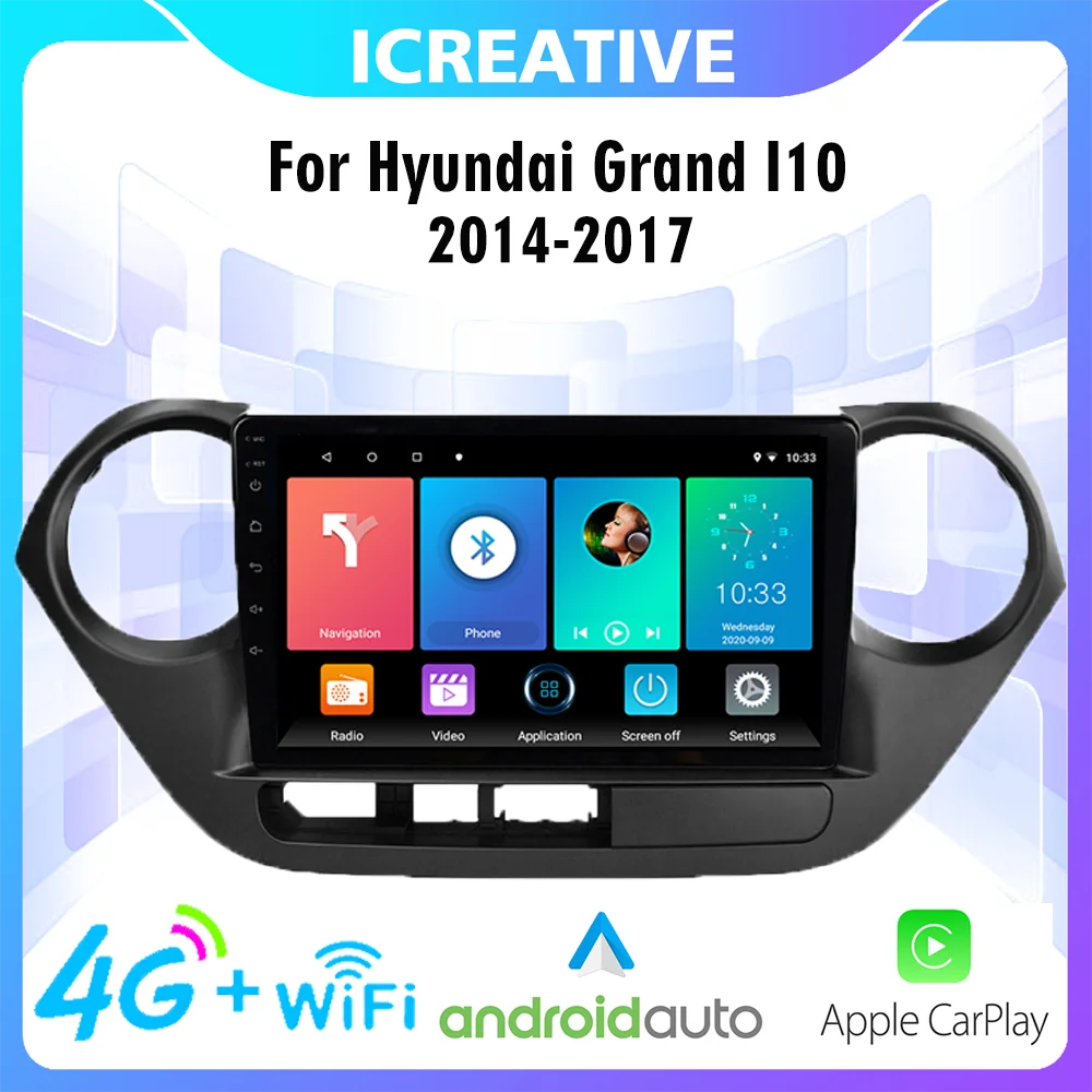 Автомобильный мультимедийный плеер 9 &quotAndroid для Hyundai Grand I10 2014-2017 2 Din Wi-Fi