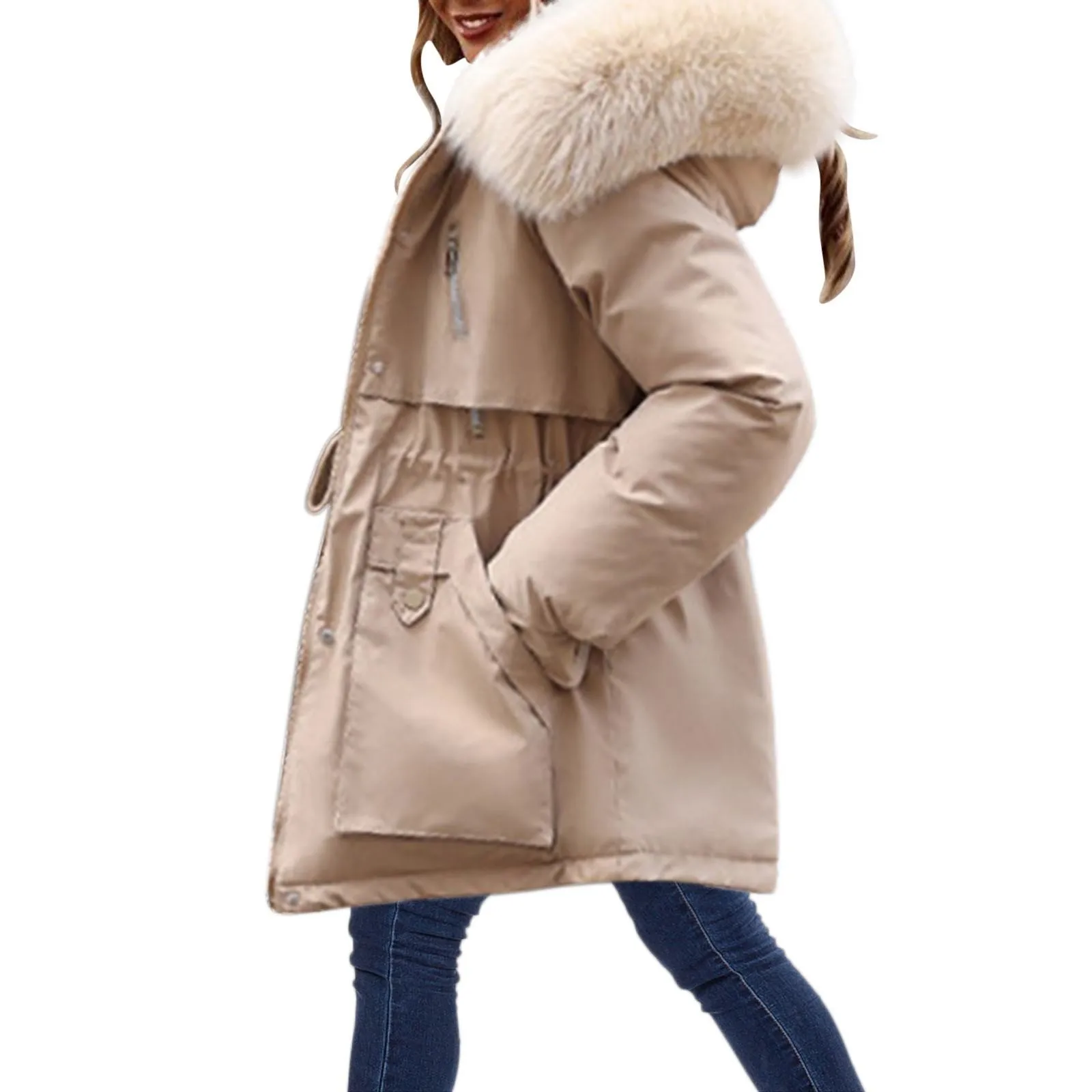 Parka Women 2022 Daily Winter Coat Lapel Collar Long Sleeve Jacket Vintage Thicken Coat Jacket Warm Hooded Thick Padded Parka