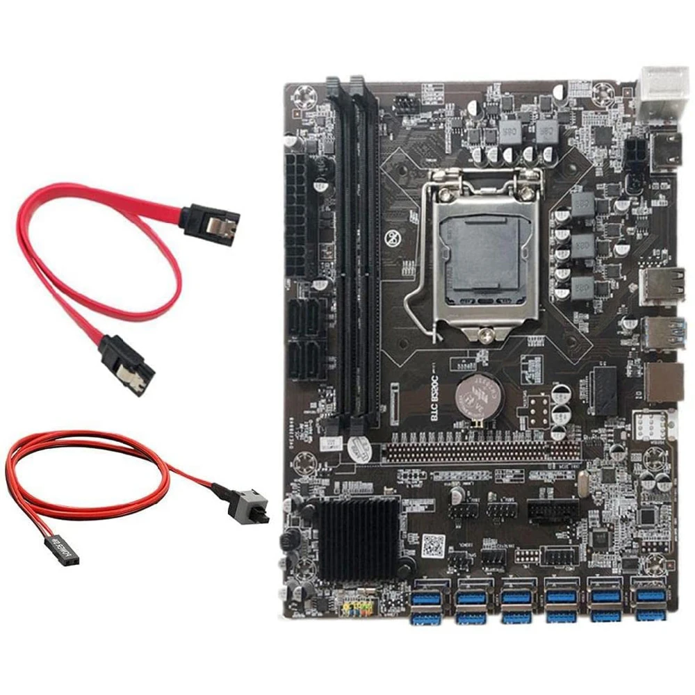 B250C BTC Mining Motherboard with SATA Cable+ Switch Cable 12XPCIE to USB3.0 GPU Slot LGA1151 Support DDR4 DIMM RAM top motherboard for pc