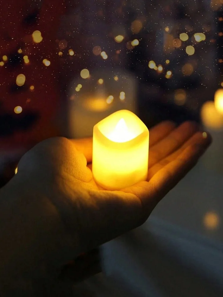 Flickering LED Ivory Electronic Candle, Flameless Tealight Candle, Battery Operated LED Tealight Candle, Ideal for Weddings, Tab - Image 5