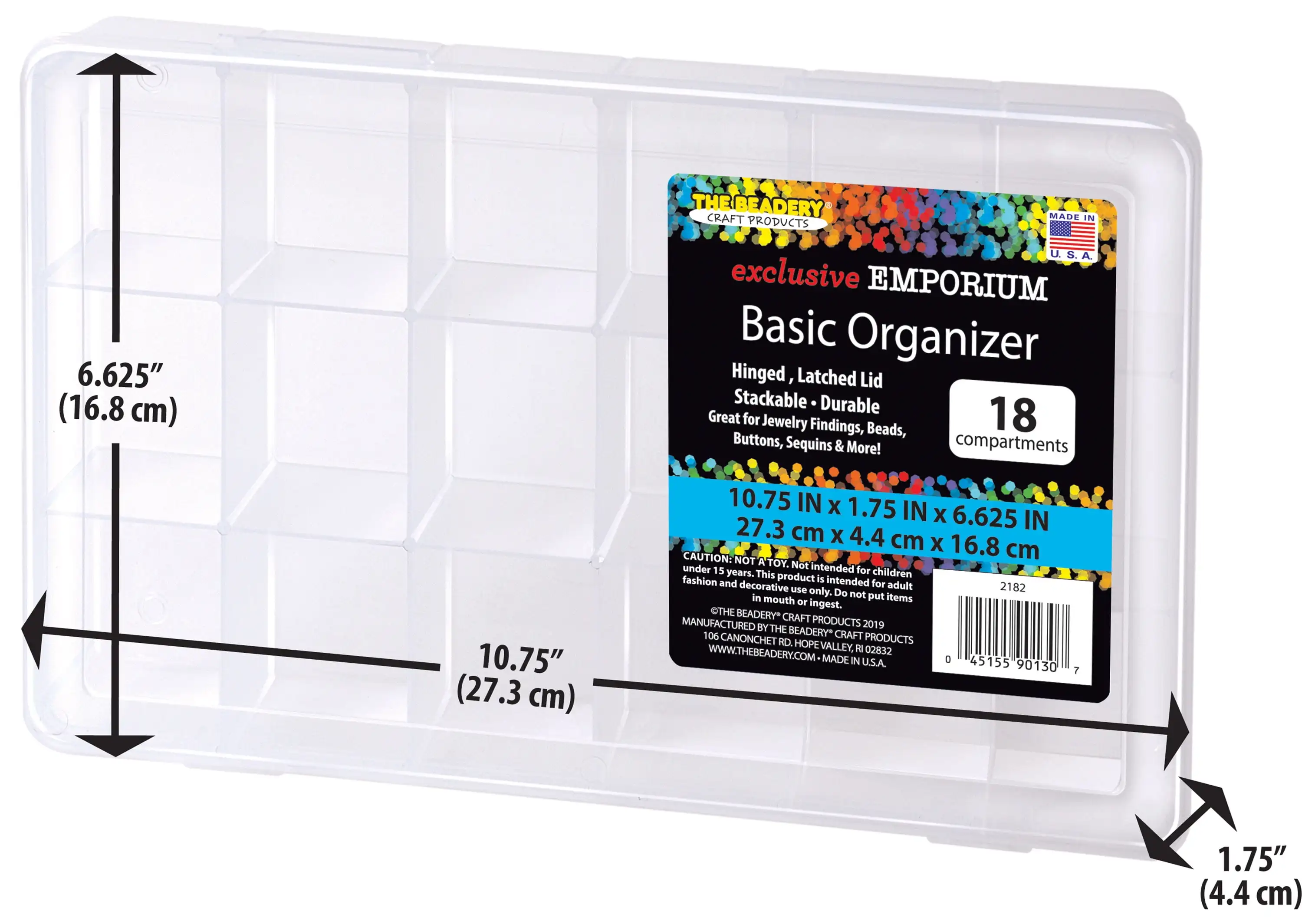 The Beadery-18 Compartment Organizer Box-Clear Plastic