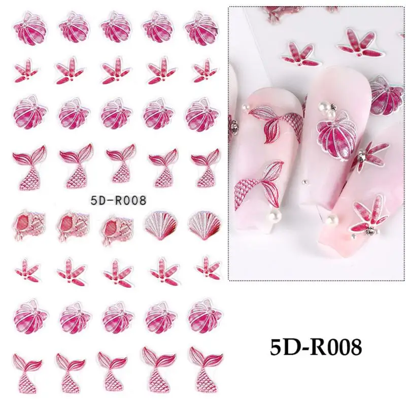Наклейка для ногтей богатых цветов 5d Русалка рыбий хвост украшение для ногтей Красота и здоровье наклейка 9,2*7,3 см рельефная жевательная резинка