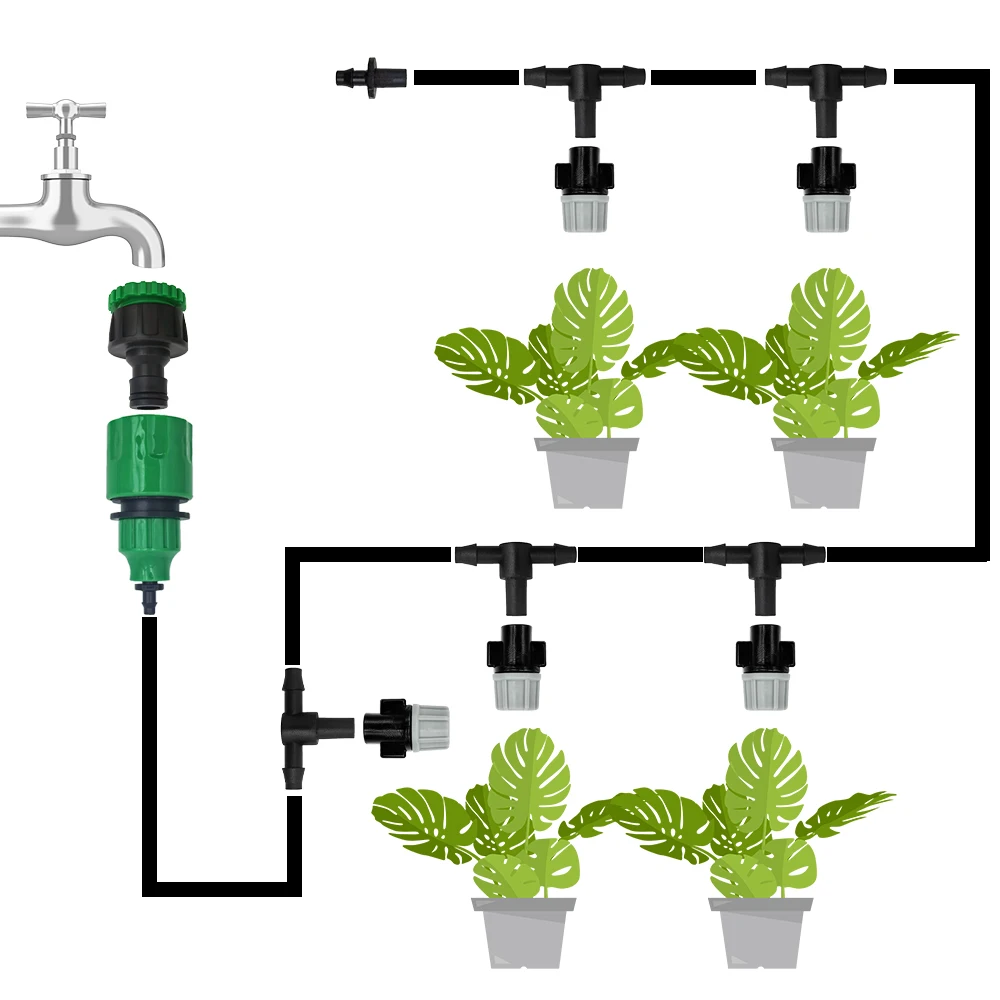 Garden Irrigation Kits 10Meters 10 Sprinklers Nozzles Water Sprayer Misting Fog Cooling Nozzle System