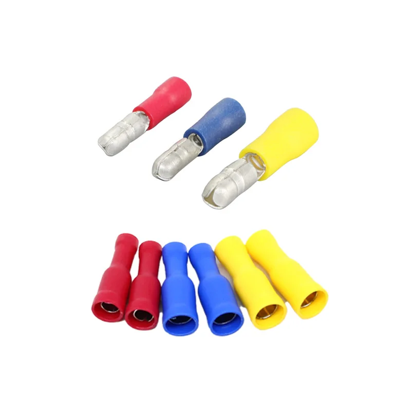 

MPD+FRD PVC Bullet Shaped Female Male Insulating Joint Wire Connector Bullet Audio Wiring Insulated Electrical Crimp Terminal