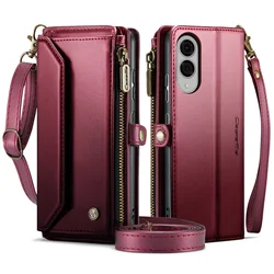 Caseme - C36 Premium Wallet Phone Case with Card Slot and Adjustable Strap - Galaxy S20 FE (Wine Red)