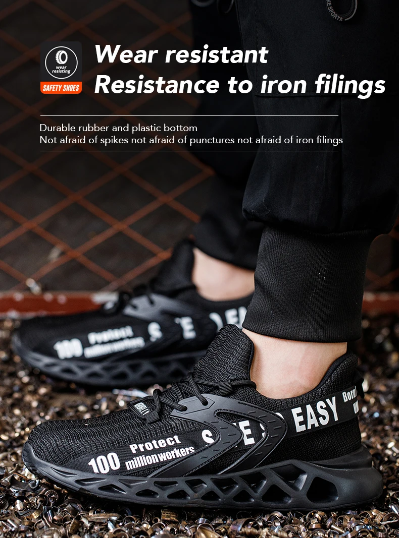 New Safety Shoes Men Breathable Light Work Sneakers Steel Toe Shoes Anti-smash Anti-puncture Indestructible Shoes Large Size 50