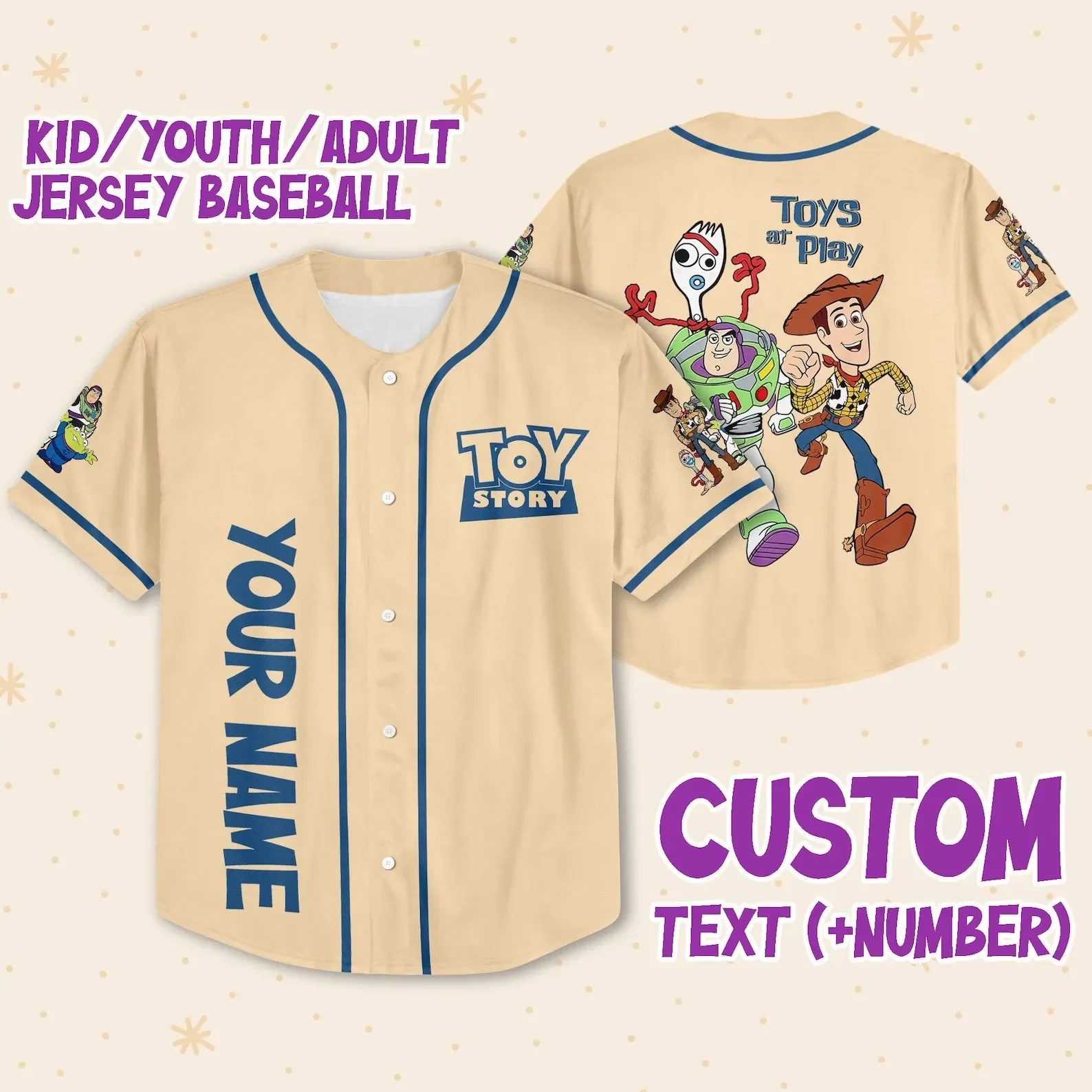 

Custom Name Toy Story Buzz Lightyear Baseball Jersey Men Women Kids Sports Jersey Disney Baseball Jersey Casual Sports Jersey