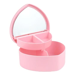 Pink Portable Hair Accessories and Jewelry Storage Box with Mirror (Pink)