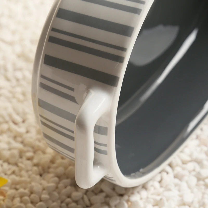 Novelty striped ceramic two-ear baking tray salad plate kitchen utensils dinner plate tableware new young luxury high-end gift