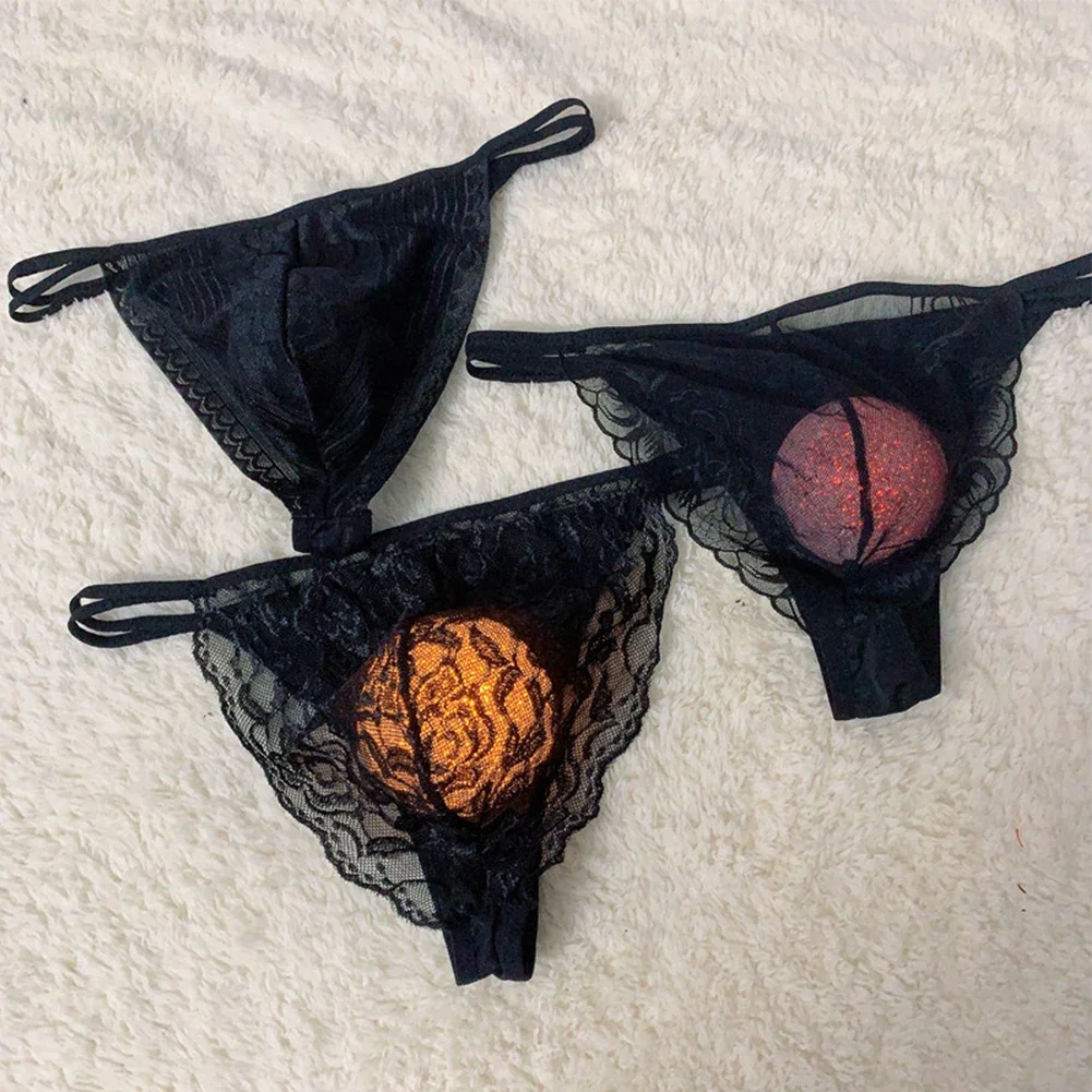 

Men's Panties Ultra-Thin Lace Underwear Sissy Underwear Sheer Pouch Briefs G-String Thongs Underpants Male Inmitate Lingerie