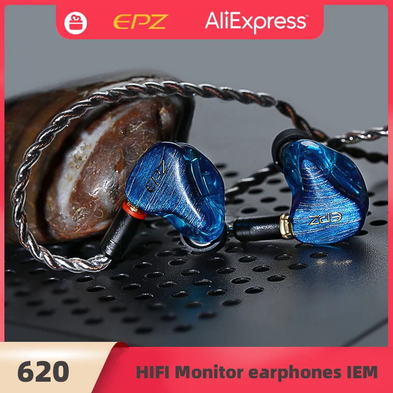 Epz 620 6Ba Monitor Iem Auricolare Hifi In Ear Auricolari Mmcx Cavo Singolo In Lamina D'Argento Di Rame Cristallo