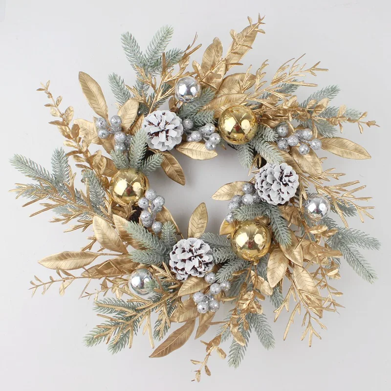 thumbnail image 1 of 180CM Golden Christmas Rattan 2023 Door Wreath Tree Wall Decor Christmas Ornaments Artificial Pine Cones Tree Wall Hanging Decor, 1 of 5
