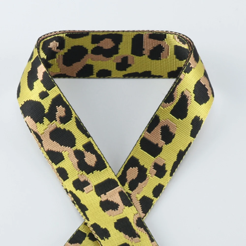 1/2/5Yards 50mm Jacquard Strapping New Fashion Leopard New Pattern Fabric Sew Decoration Accessory Jacquard Ribbons Webbing