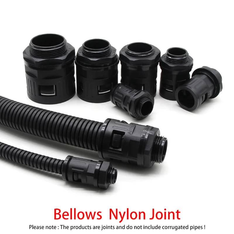 

5/10pcs End Fittings For PP Corrugated PipeAD13 AD15.8 AD18.5 AD21.2 AD25 AD28.5 AD34.5 Plastic Bellows Terminations Nylon Joint