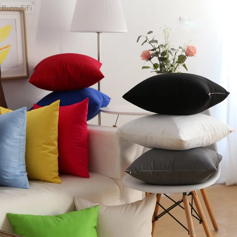 

Canvas Pillow Covers Jelly Color Pink Red Yellow Orange Blue Gray Green Solid Cushion Cover Home Decorative 45x45cm/60x60cm
