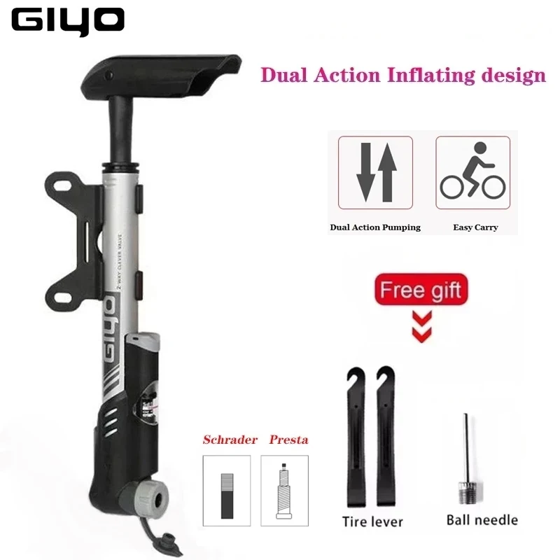 Pompe de gonflage des pneus de vélo | Pompe à double action Giyo | Mini  pompe à vélo Giyo-Pump-Aliexpress