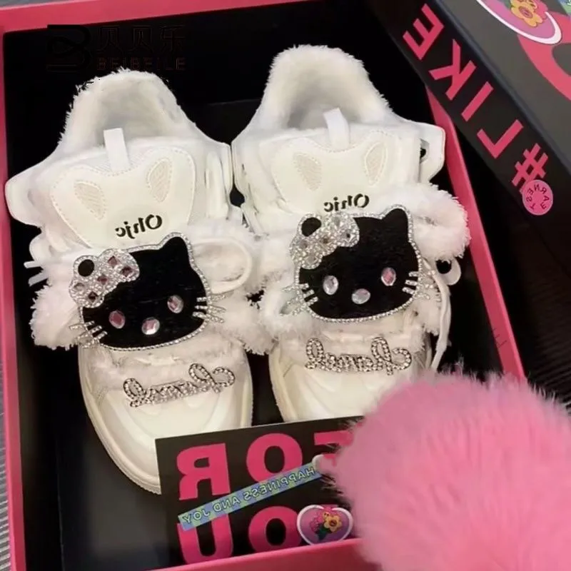 

Creativity Hello Kitty Shoe Exquisite Sports Leisure Plush Winter Kawaii Cartoon Girl Student Clothes Fashion Birthday Gift