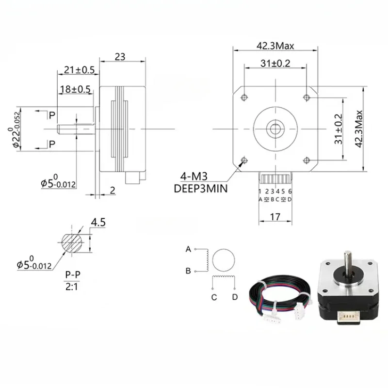 Nema17 Stepper Motor 42BYGH23 42*42*23mm 1.0A 4.1V for 3D Printer Extruder CNC Laser Engraver stepper motor