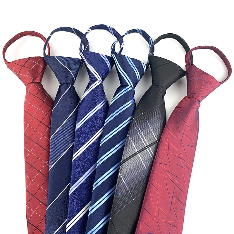 Mode 7 cm Herren Krawatte vorgebunden leicht zu tragen Krawatte Reißverschluss faul vorgebunden Streifen Dot Plaid Business Hochzeit Krawatte für Mann