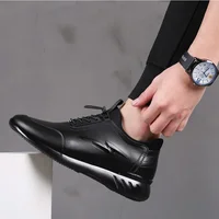 Business Formal Two-Layer Cow Leather Men's Shoes Breathable Casual Spring Summer Men's Leather Shoes Men's Inner Height Shoes
