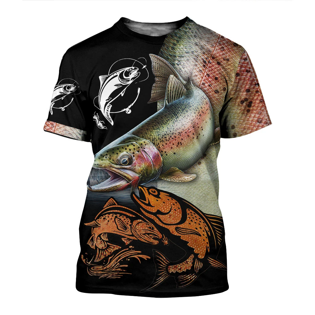 Love Brook Trout Fishing 3D All Over Printed Men t shirt Summer Harajuku  Casual short Sleeve Tee shirts Unisex tops TX-28