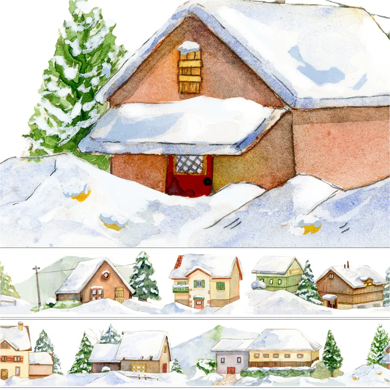 

New Winter Scenery Snow House Washi Tape Girl Journal Lovely Decorative Sticker