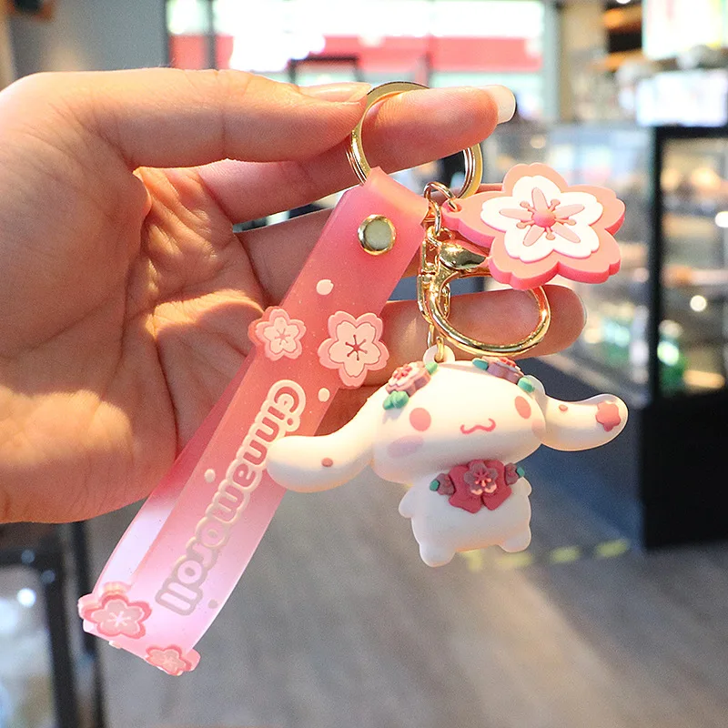 thumbnail image 1 of Sakura Sanrio figura llavero lindo Rosa Hello Kitty Kuromi Melody Anime PVC colgante muñecas coche bolsa llavero juguetes regalo para niños, 1 of 5