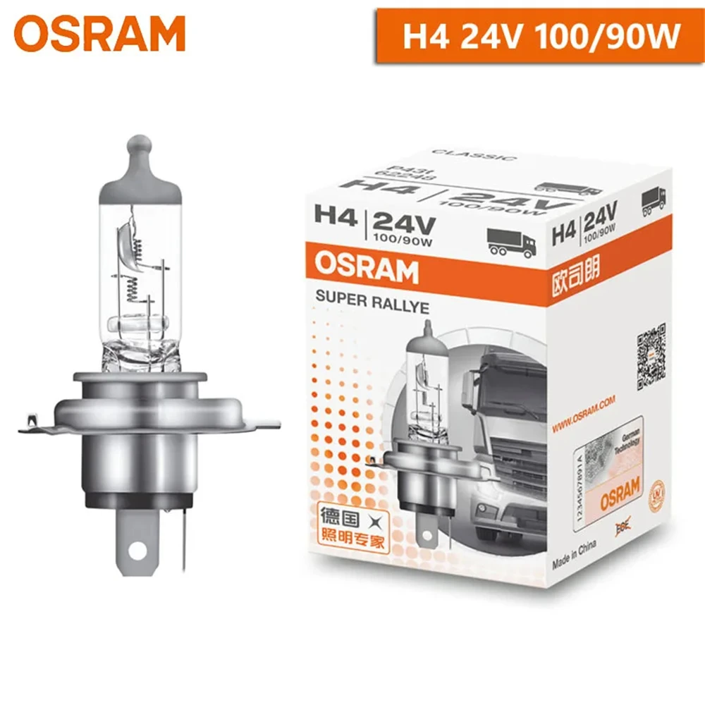 OSRAM SUPER RALLYE H4 62248 P43t Truck Original Headlight Standard Lamp 24V 100/90W 3200K Hi/lo Beam Halogen High Power Bulb 6