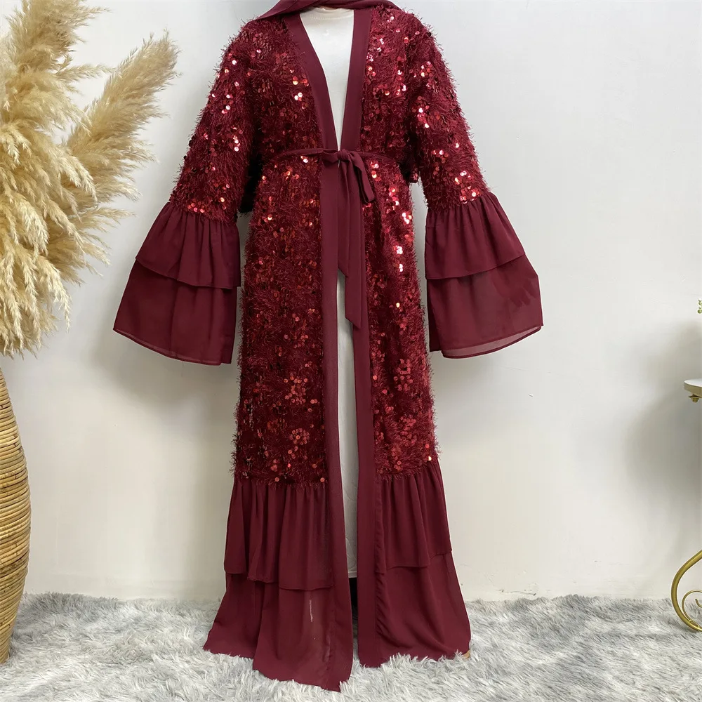 

Eid Kimono Sequins Tassel Open Abaya Dubai Turkey Muslim Women Dress Islamic Jalabiya Kaftan Ramadan Robe Gown Musulmane Abayas