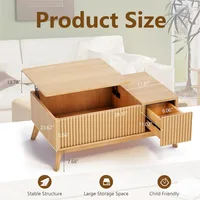 Mid Century Modern Coffee Table,Farmhouse Wooden Coffee Table for Living Room,Rising Pull Up Coffee Table 2